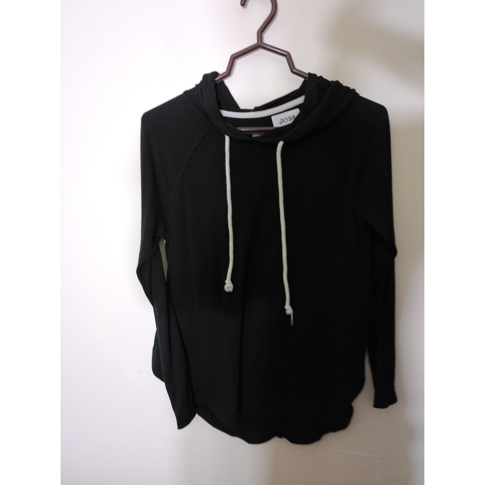 Mossimo Hoodie Women Small Black Lightweight Raglan Sleeve Curved Hem Sporty